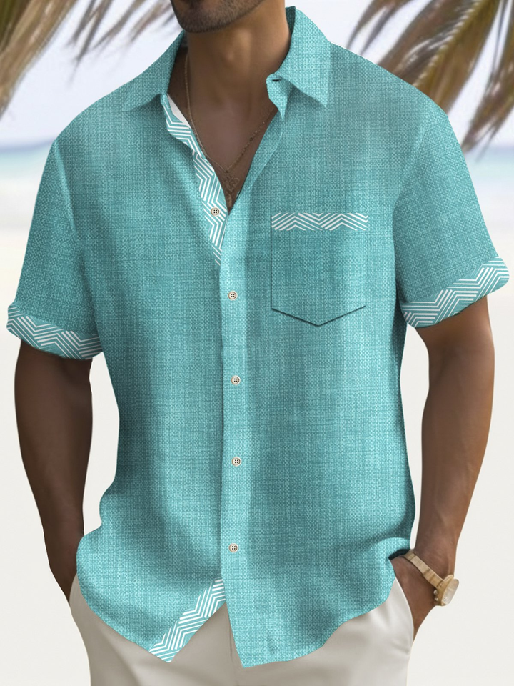 Alohadaddy® Casual Basics Contrast Print Chest Pocket Men&