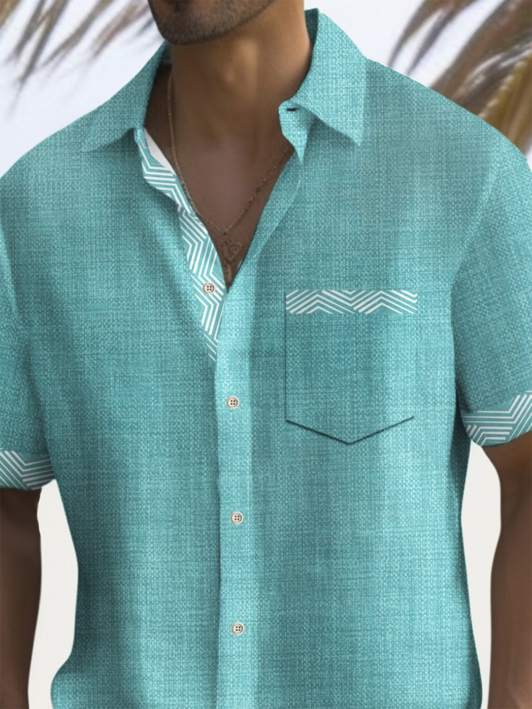 Alohadaddy® Casual Basics Contrast Print Chest Pocket Men&