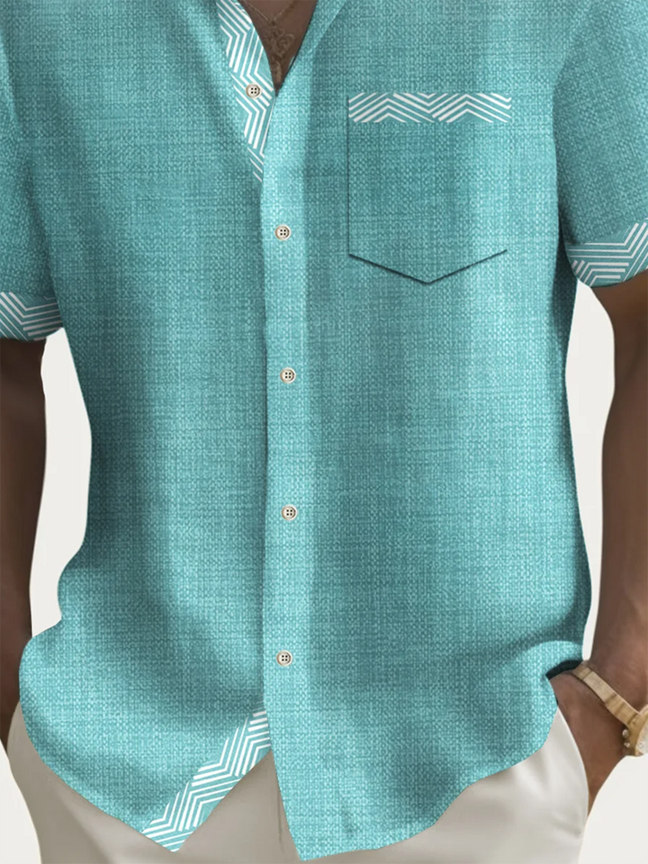 Alohadaddy® Casual Basics Contrast Print Chest Pocket Men&