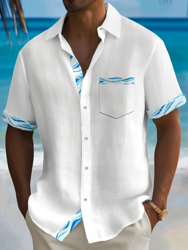 Alohadaddy® Casual Basics Contrast Print Chest Pocket Men&