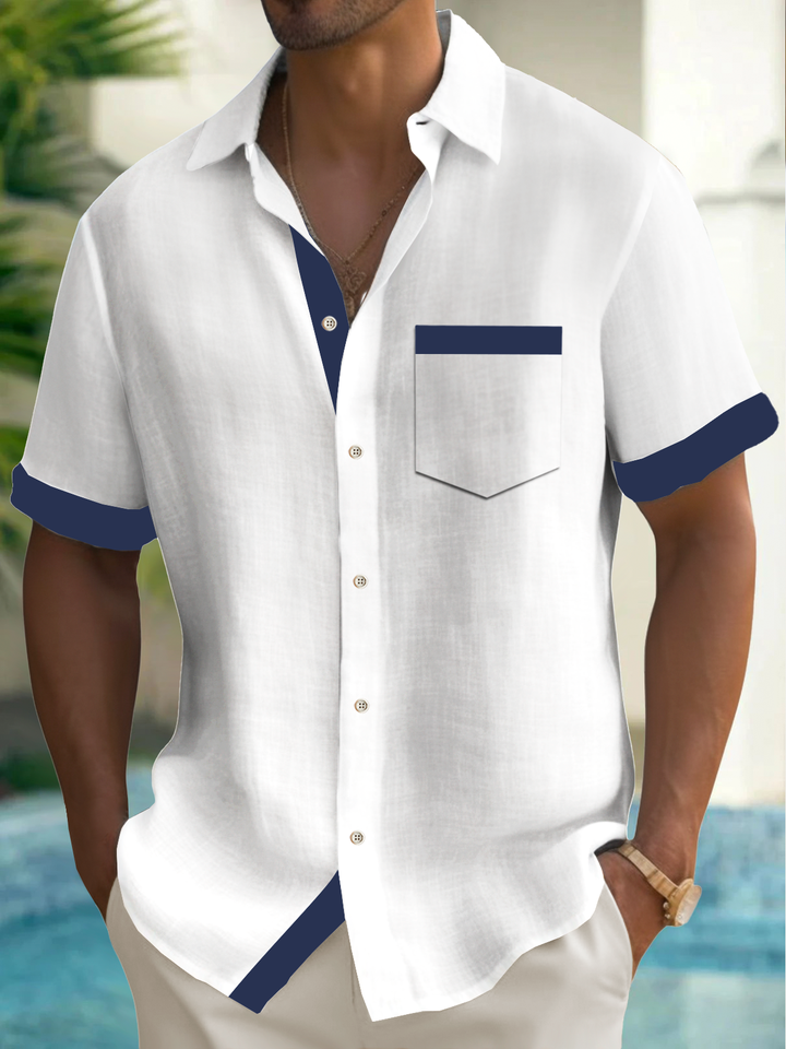Alohadaddy® Casual Basics Contrast Print Chest Pocket Men&