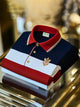 Alohadaddy® Men's Business Stripe Crown Logo Print Lapel Button Short Sleeve Polo Shirt Big & Tall