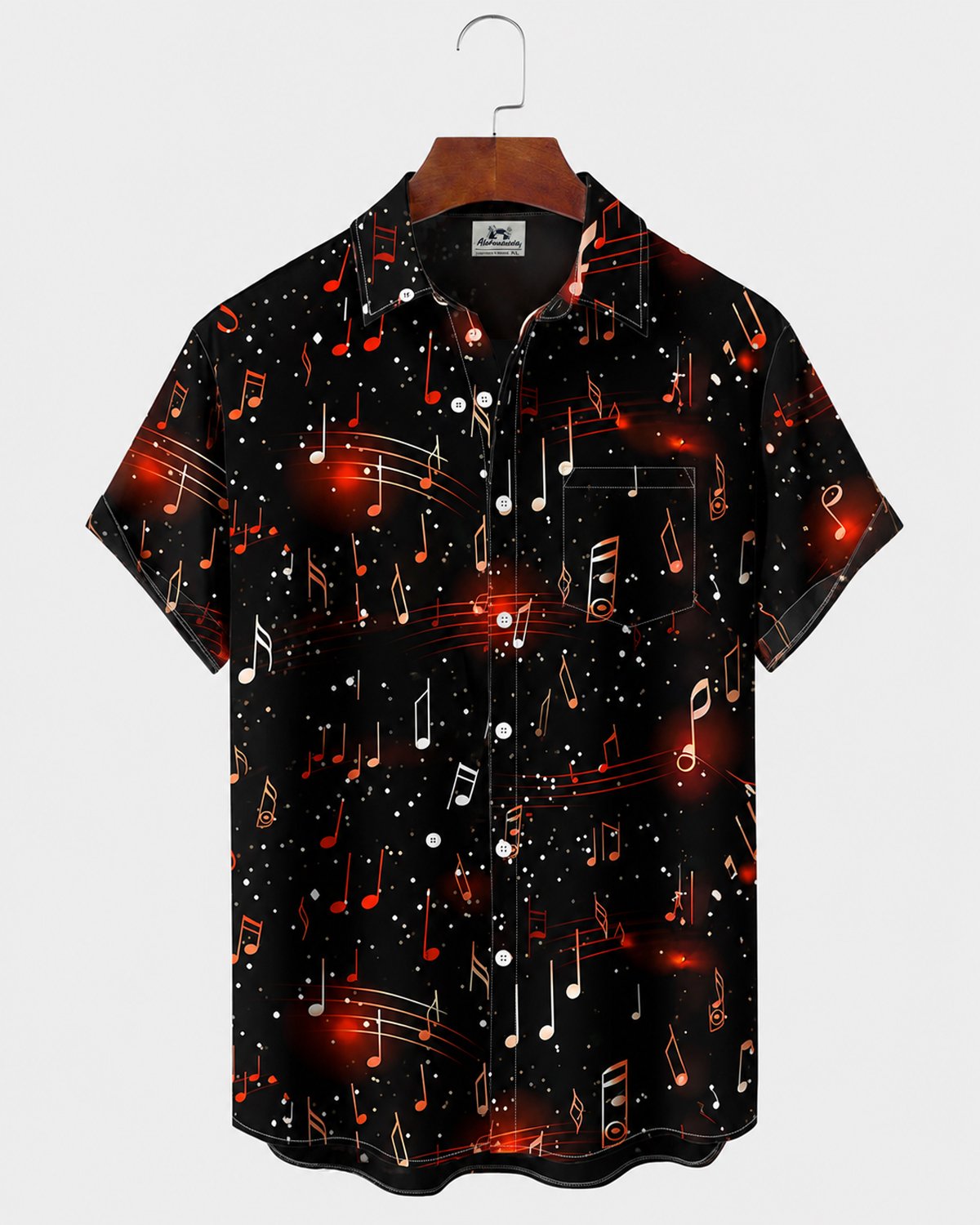 Alohadaddy® Men's Short-Sleeve Button-Down Shirt with Pocket Music Print