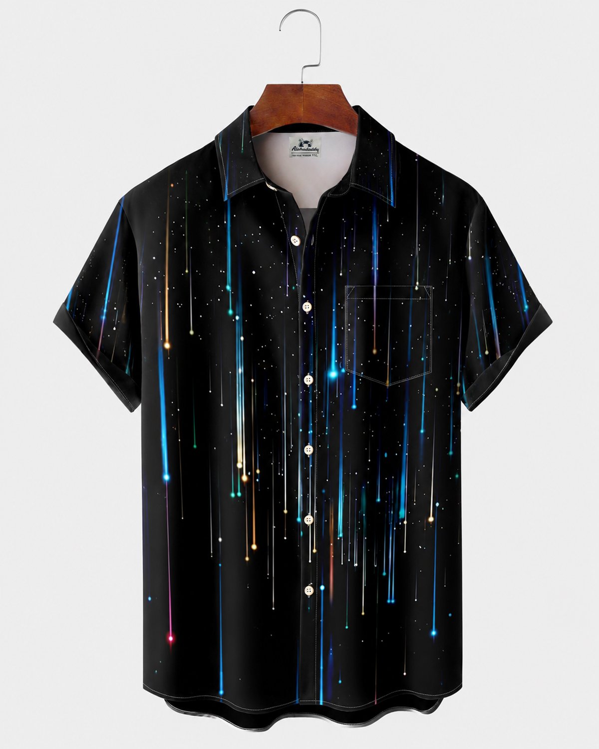 Alohadaddy® Men's Short-Sleeve Button-Down Shirt with Pocket Stripes Print