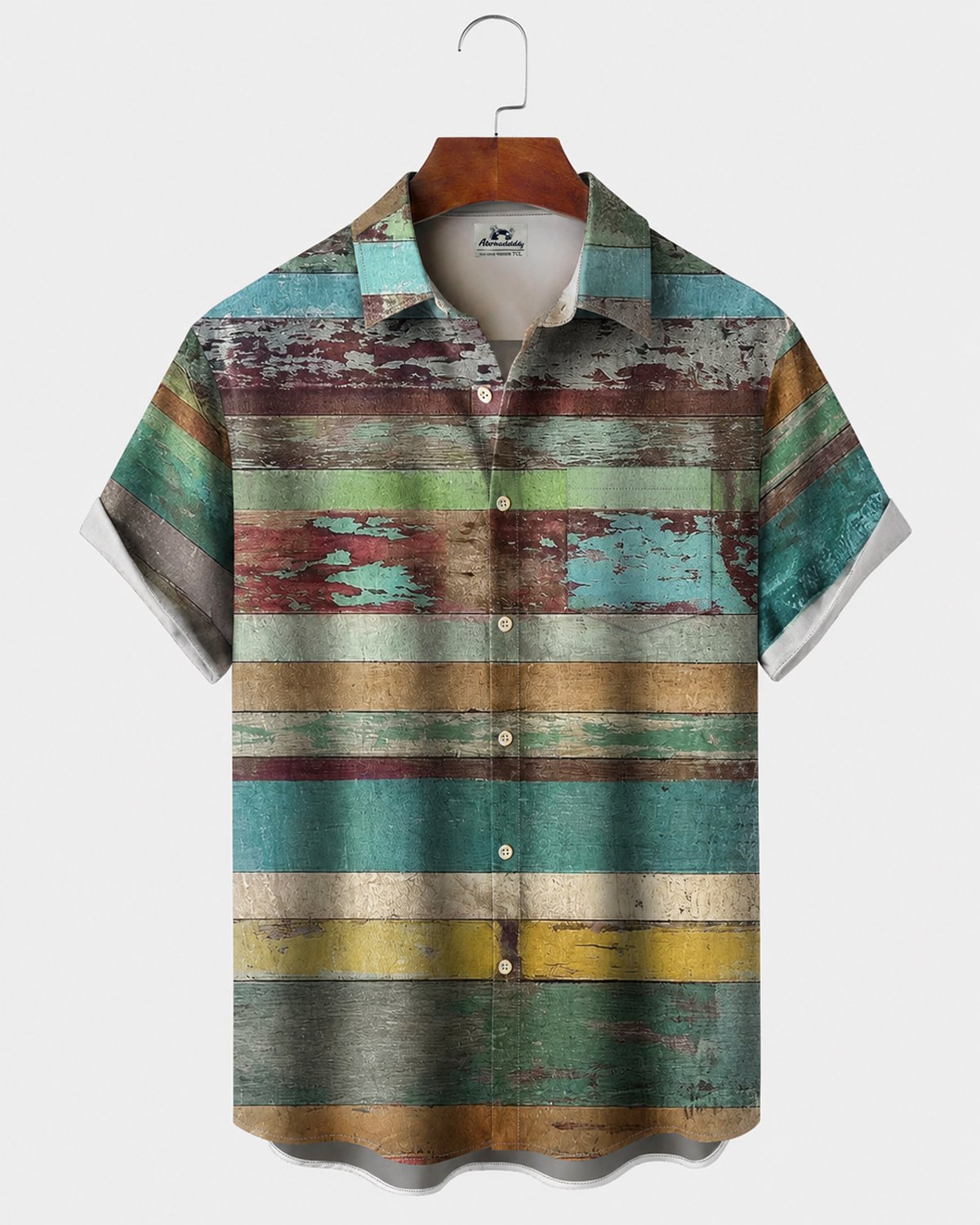 Alohadaddy® Men's Short-Sleeve Button-Down Shirt with Pocket Art Print