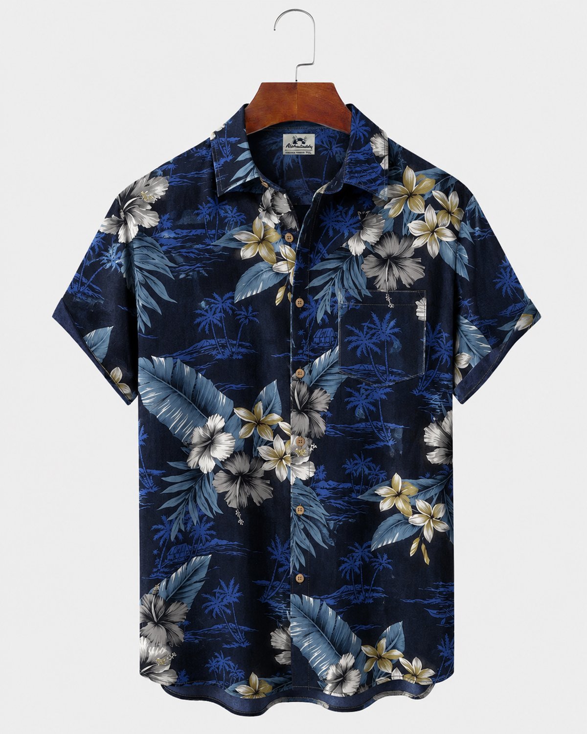 Alohadaddy® Men's Short-Sleeve Button-Down Shirt with Pocket Floral Print