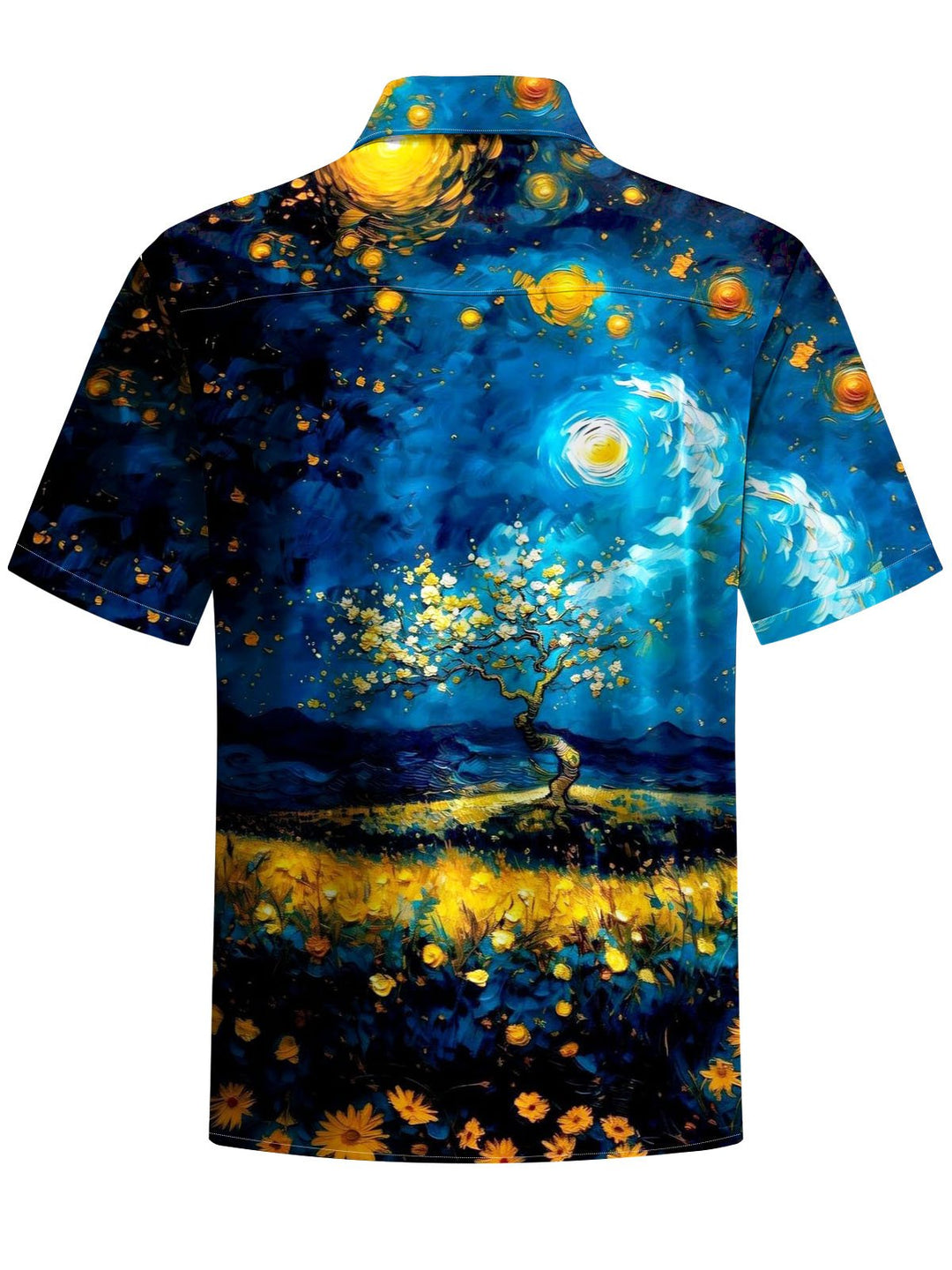 Alohadaddy® Vintage Oil Painting Night Sky Print Chest Pocket Men&