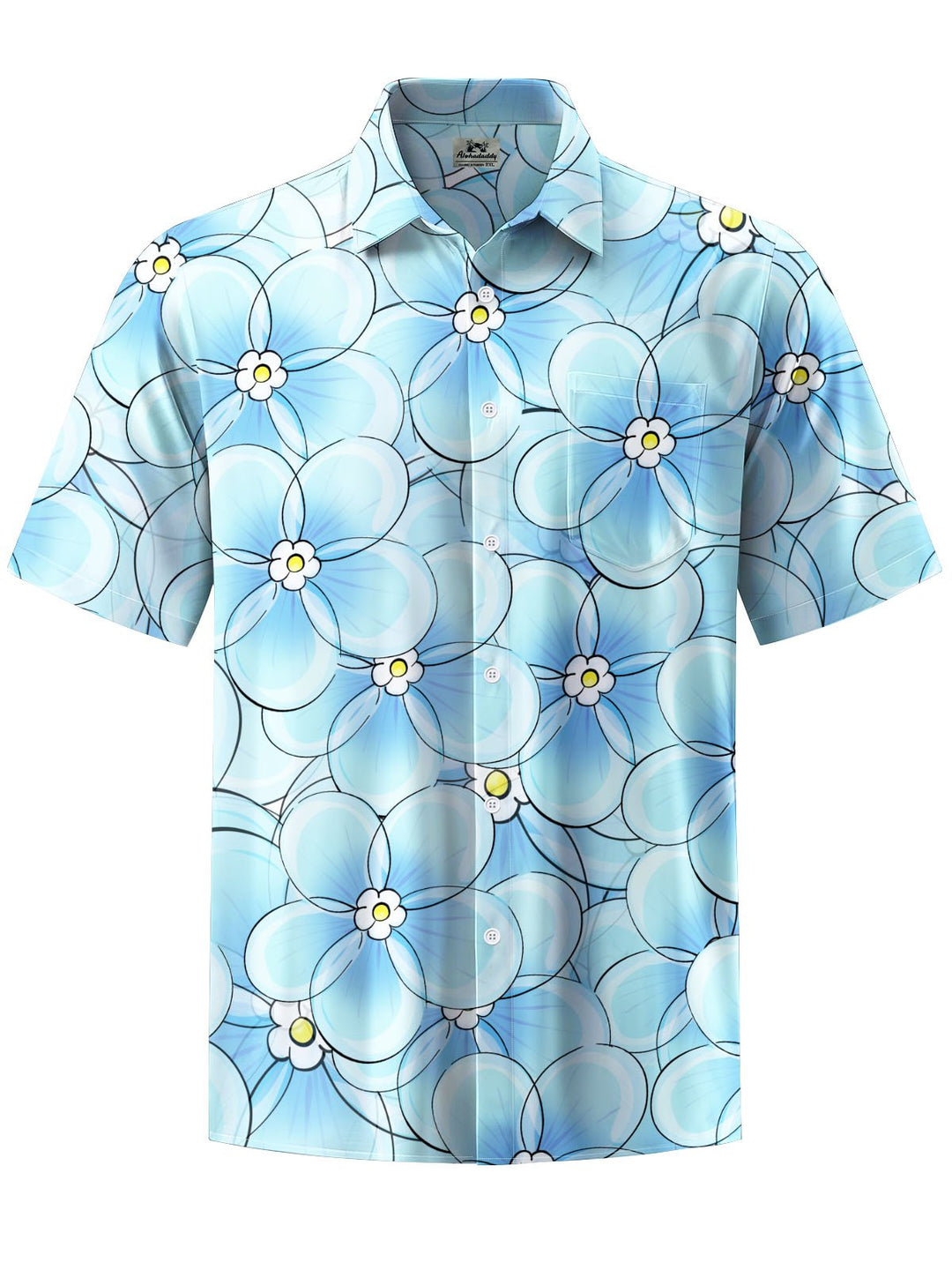 Alohadaddy® Hawaiian Flowers Print Chest Pocket Mens Short Sleeve Shirt Big &amp; Tall
