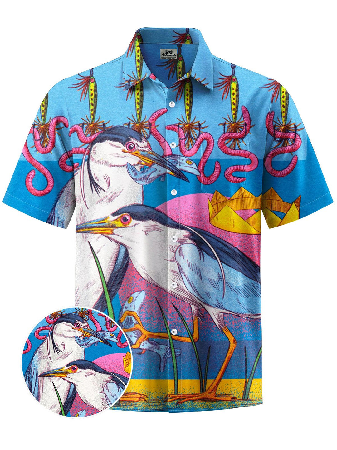 Alohadaddy® Vintage Bird Print Chest Pocket Men&