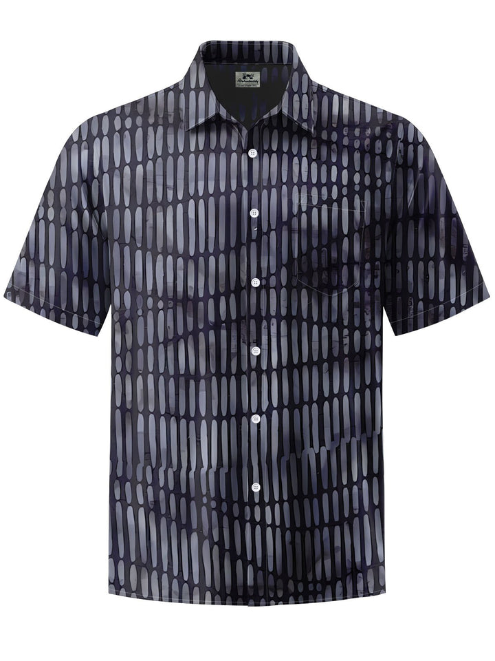 Alohadaddy® Casual Stripe Art Print Chest Pocket Men&