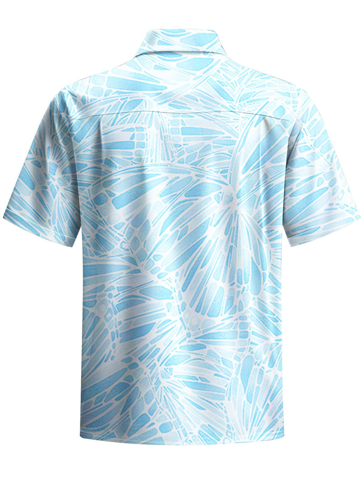 Alohadaddy® Casual Geometric Art Print Moisture Wicking Chest Pocket Mens Short Sleeve Shirt Big &amp; Tall