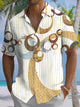 Alohadaddy® Casual Stripe Geometric Art Print Chest Pocket Men's Short Sleeve Shirt Big & Tall