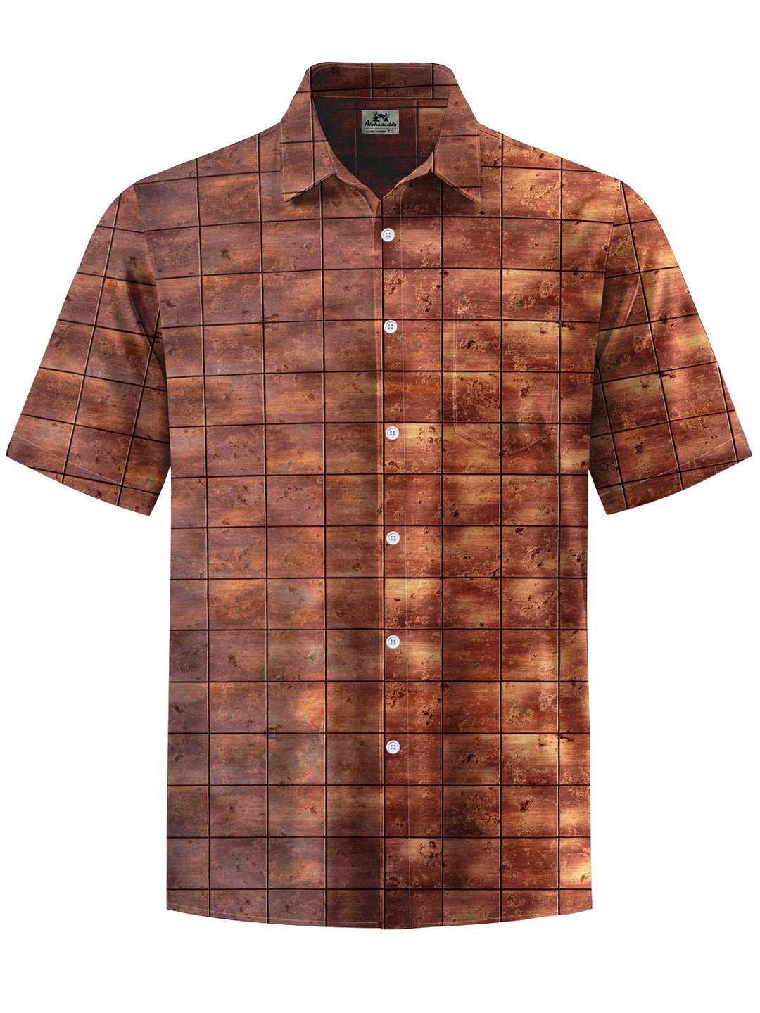 Alohadaddy® Casual Plaid Art Print Chest Pocket Mens Short Sleeve Shirt Big &amp; Tall