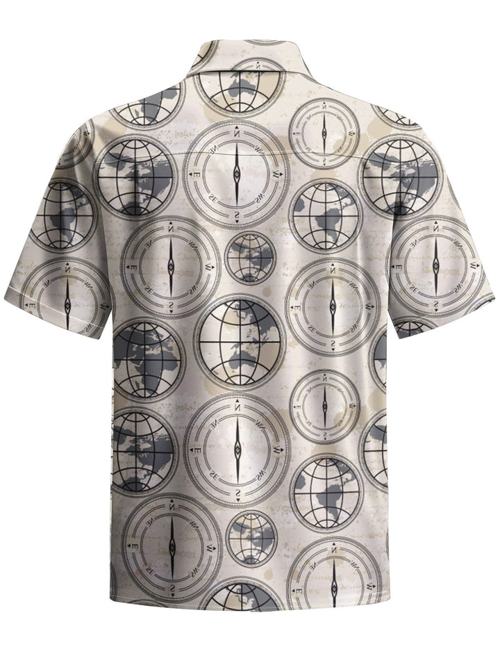 Alohadaddy® Vintage Nautical Geometric Art Print Chest Pocket Men&