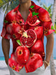 Alohadaddy® Hawaiian Pomegranate Art Print Chest Pocket Men's Short Sleeve Shirt Big & Tall