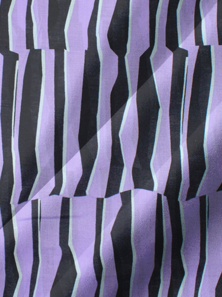 Alohadaddy® Casual Striped Art Print Chest Pocket Moisture Wicking Men&
