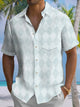 Alohadaddy® Men's Casual Plaid Art Print Moisture-Wicking Chest Pocket Short Sleeve Shirt Big & Tall