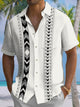 Alohadaddy® Casual Stripe Geometric Art Print Chest Pocket Stretch Men's Short Sleeve Shirt Big & Tall