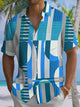 Alohadaddy® Casual Geometric Stripe Art Print Men's Short Sleeve Stretch Shirt Big & Tall