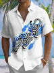 Alohadaddy® Casual Tiger Art Print Chest Pocket Stretch Men's Short Sleeve Shirt Big & Tall
