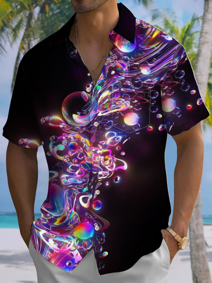 Alohadaddy® Casual Abstract Bubble Art Print Pocket Men&