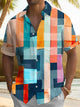 Alohadaddy® Casual Geometric Print Chest Pocket Stretch Men's Short Sleeve Shirt Big & Tall