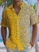 Alohadaddy® Casual Ombre Textured Printed Artwork Chest Pocket Stretch Men's Short Sleeve Shirt Big & Tall