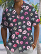 Alohadaddy® Casual Shell Art Print Chest Pocket Stretch Men's Short Sleeve Shirt Big & Tall