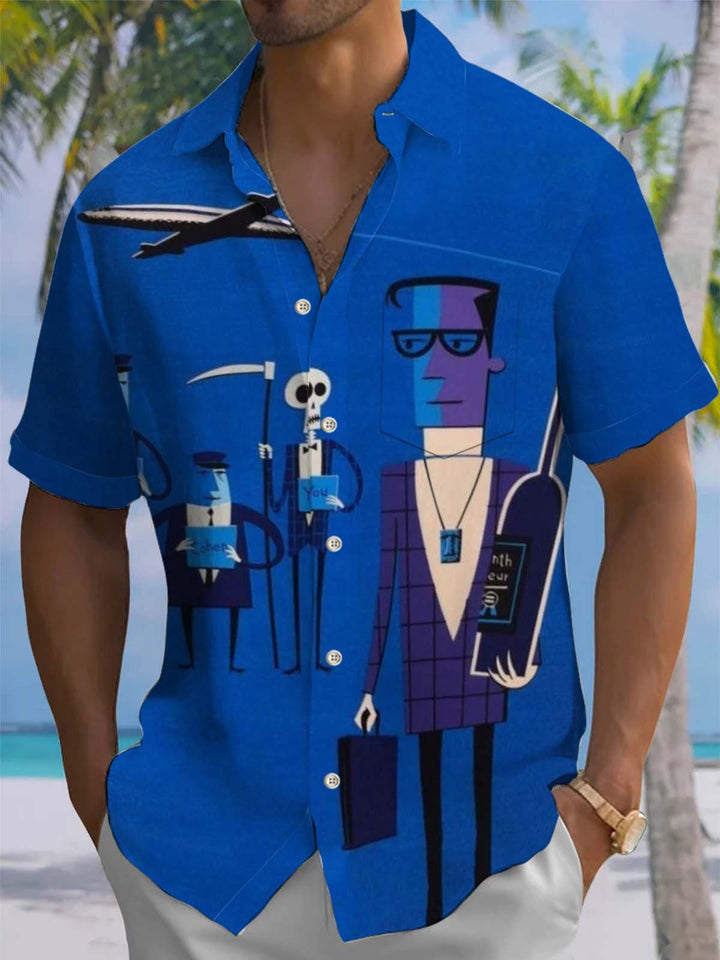 Alohadaddy® Retro Atomic Cartoon Print Art Pocket Stretch Men&