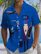 Alohadaddy® Retro Atomic Cartoon Print Art Pocket Stretch Men's Short Sleeve Shirt Big & Tall