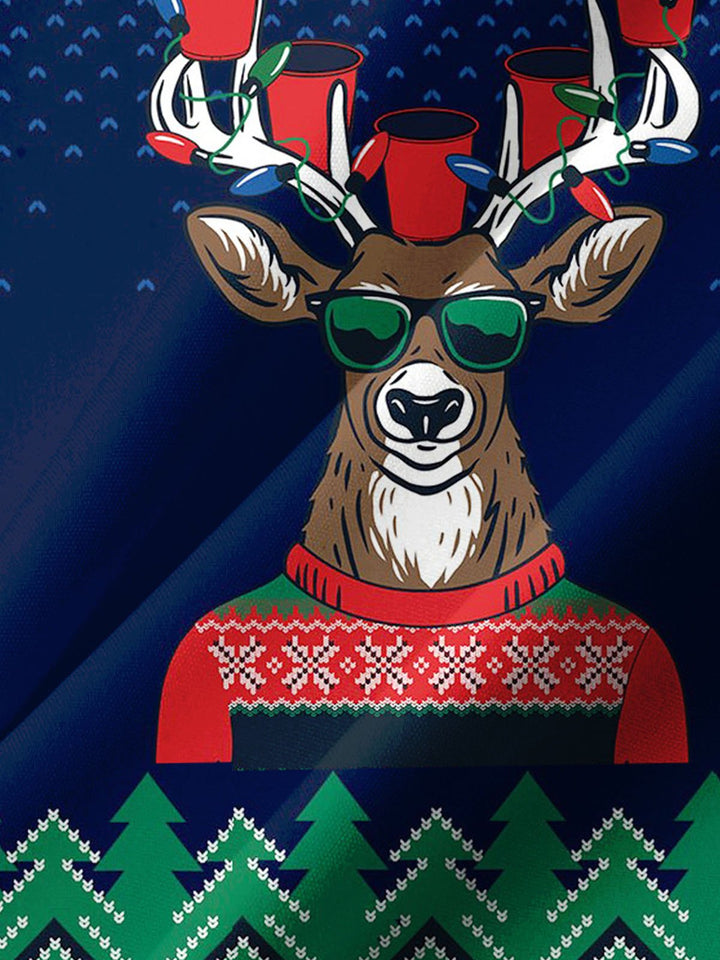 Alohadaddy® Holiday Christmas Elk Print Art Pocket Stretch Men&