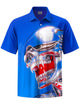 Alohadaddy® Casual Skull Print Art Stretch Pocket Men's Short Sleeve Shirt Big & Tall
