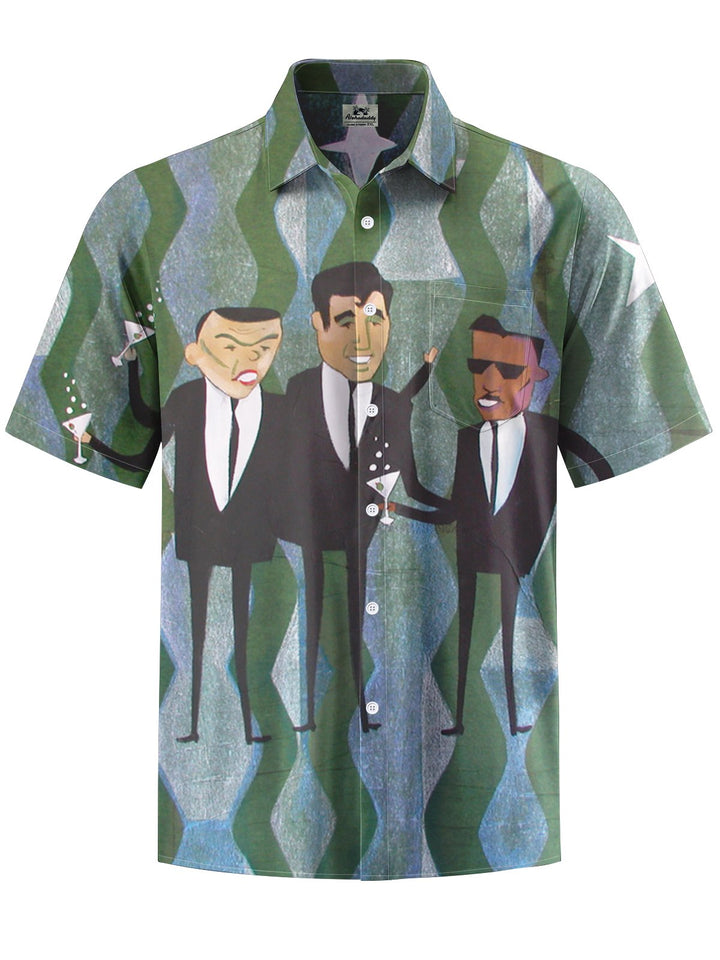 Alohadaddy®  Retro 1950s Mid-century Atomic Age Geometric Cocktail Graphic Print Men&
