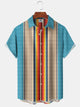 Alohadaddy® Vintage Stripe Print Pocket Button Stretch Men's Short Sleeve Shirt Big & Tall