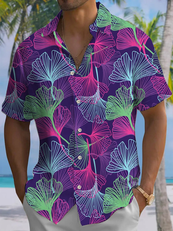 Alohadaddy® Retro Hand-Drawn Graffiti Leaf Print Pocket Stretch Men&