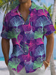 Alohadaddy® Retro Hand-Drawn Graffiti Leaf Print Pocket Stretch Men's Short Sleeve Shirt Big & Tall