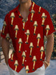 Alohadaddy® Christmas Leg Light Print Pocket Elastic Button Closure Men's Short Sleeve Shirt Big & Tall