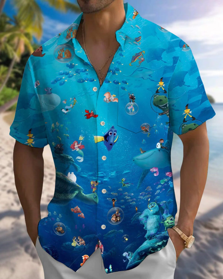 Alohadaddy® Hawaii Underwater World Art Pocket Elastic Button Men&