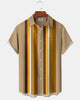 Alohadaddy® Vintage Striped Print Art Pocket Button Men's Short Sleeve Shirt Big & Tall