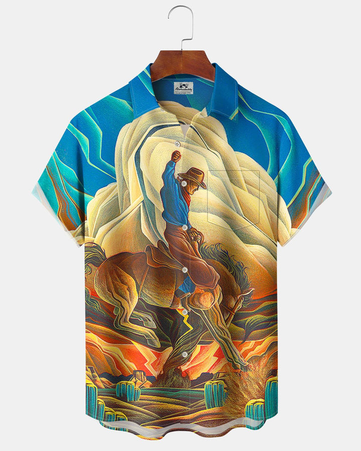 Alohadaddy® Vintage Equestrian Optimized Print Stretch Button Men&
