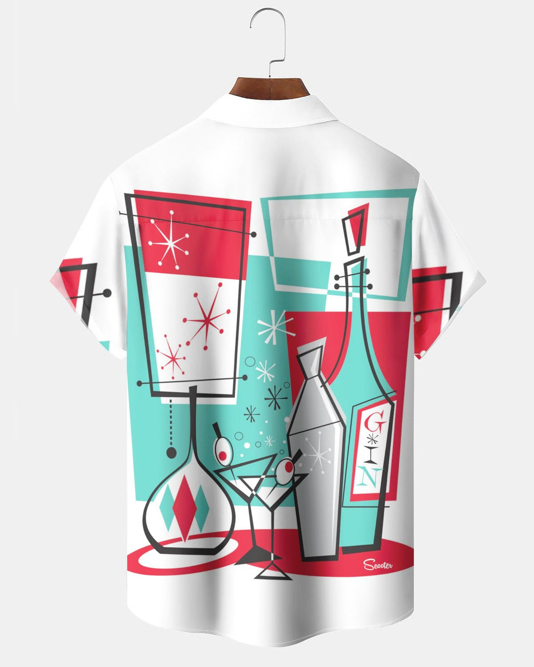 Alohadaddy® Retro Geometric Atomic Cocktail Print Art Pocket Stretch Men&