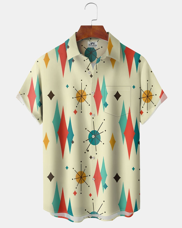 Alohadaddy® Casual Abstract Geometric Print Art Button-Down Cardigan Men&