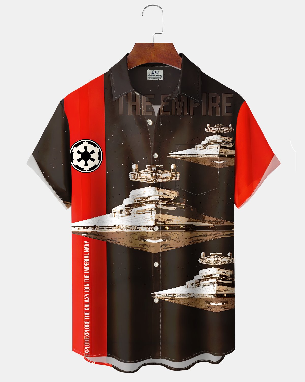 Alohadaddy® Casual Star Wars Print Art Button Pocket Cardigan Men's Short Sleeve Shirt Big & Tall