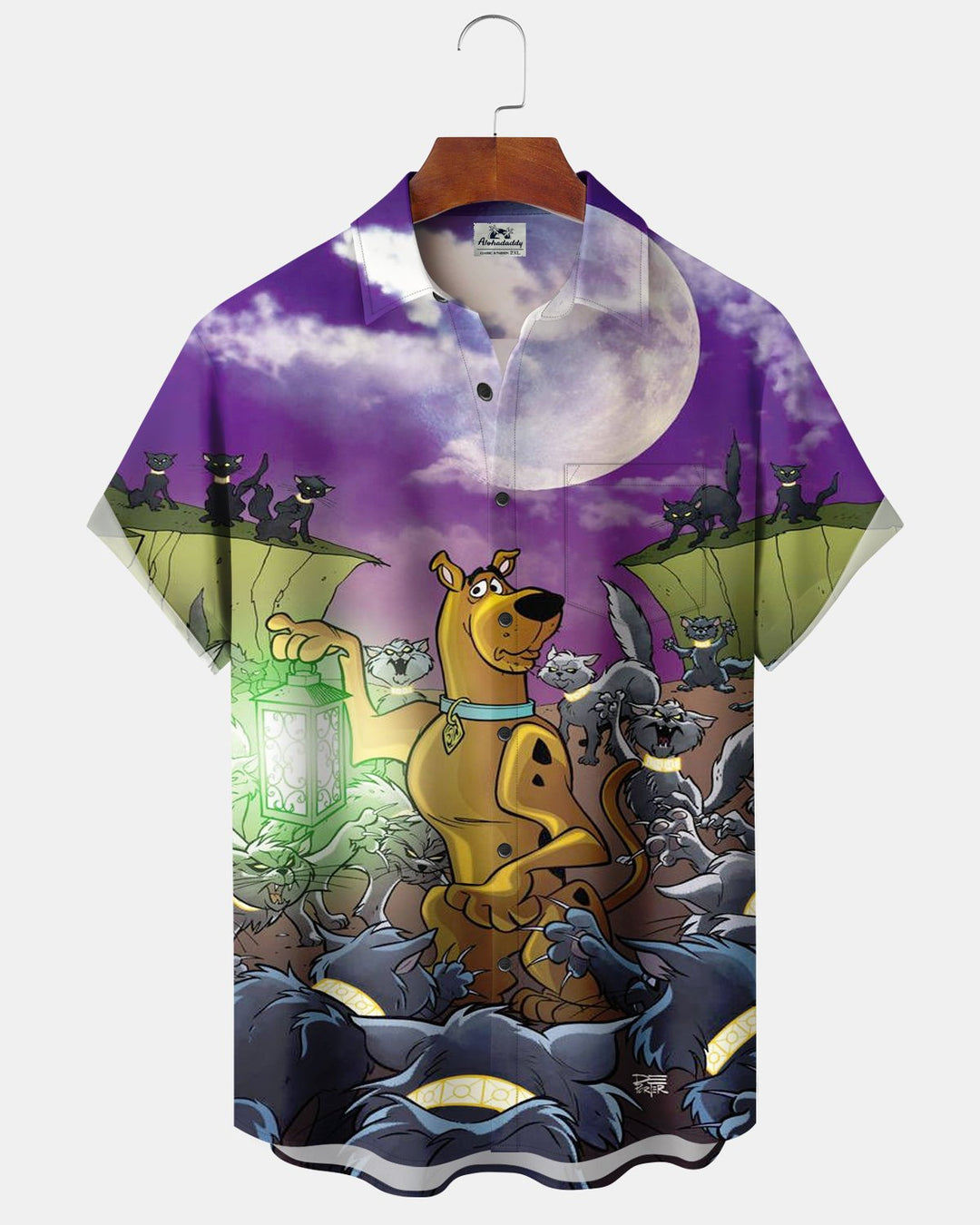 Alohadaddy® Halloween Cat, Dog, and Moon Print Men&