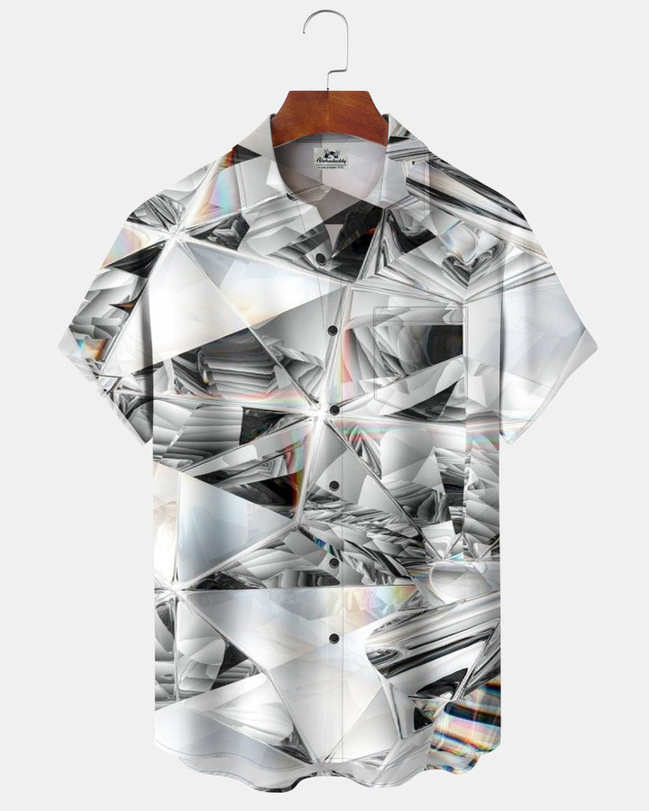 Alohadaddy® Casual Abstract Diamond Geometric Reflective Print Men&