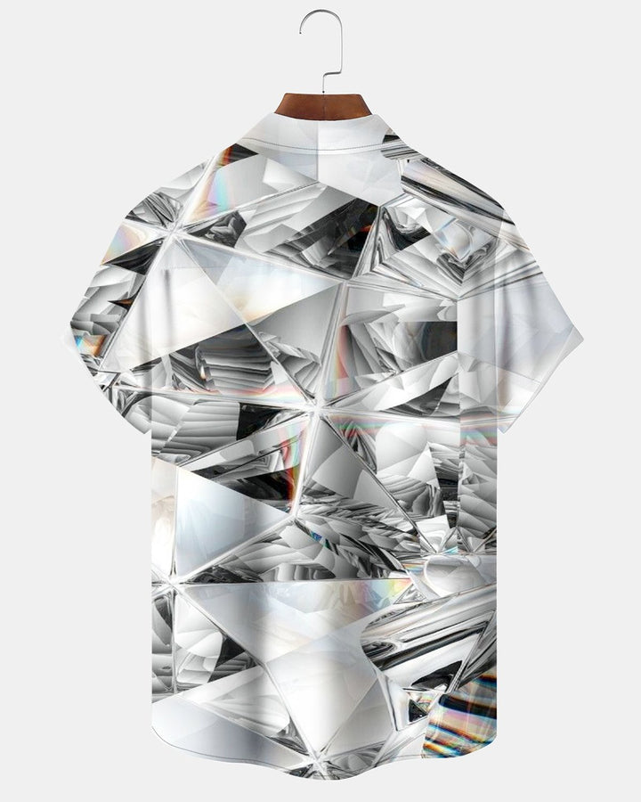 Alohadaddy® Casual Abstract Diamond Geometric Reflective Print Men&
