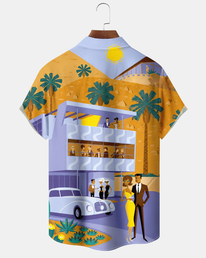 Alohadaddy® Retro Atomic Art Portrait Castle Party Print Men&