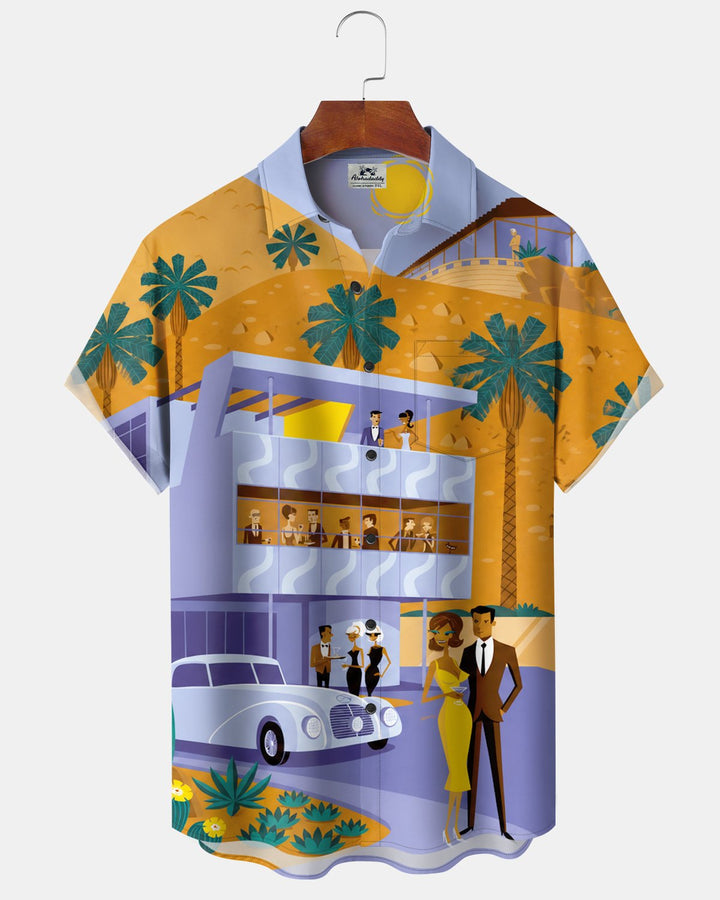 Alohadaddy® Retro Atomic Art Portrait Castle Party Print Men&