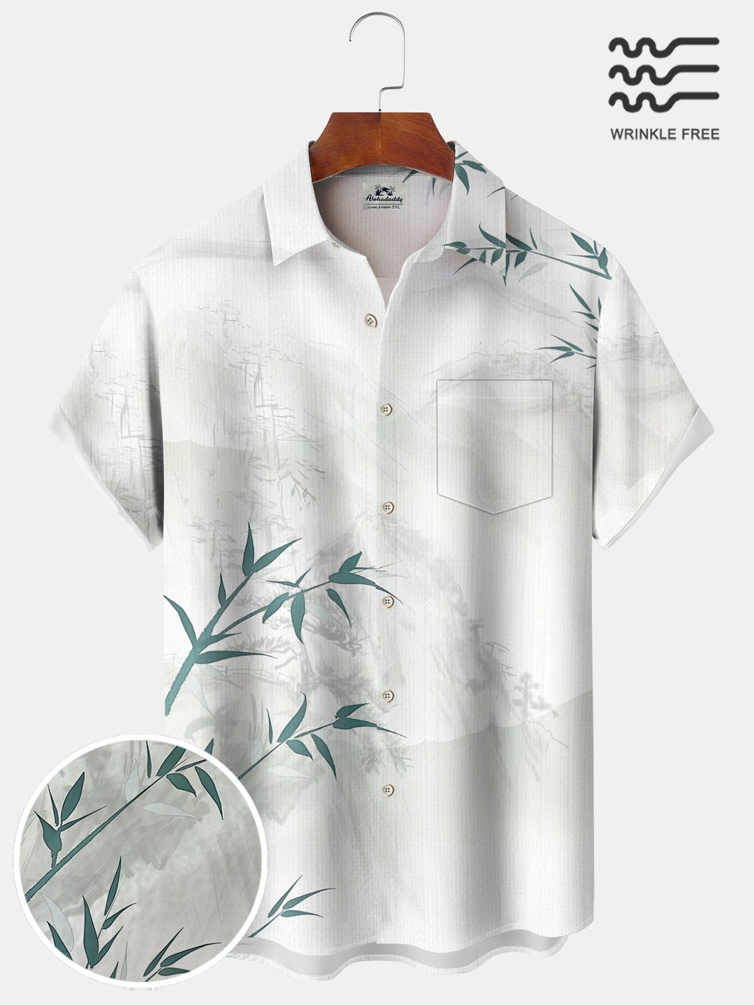 Alohadaddy Casual Everyday Bamboo Asymmetric Print Art Stretch Oversized Button Cardigan Polyester Short Sleeve Shirt