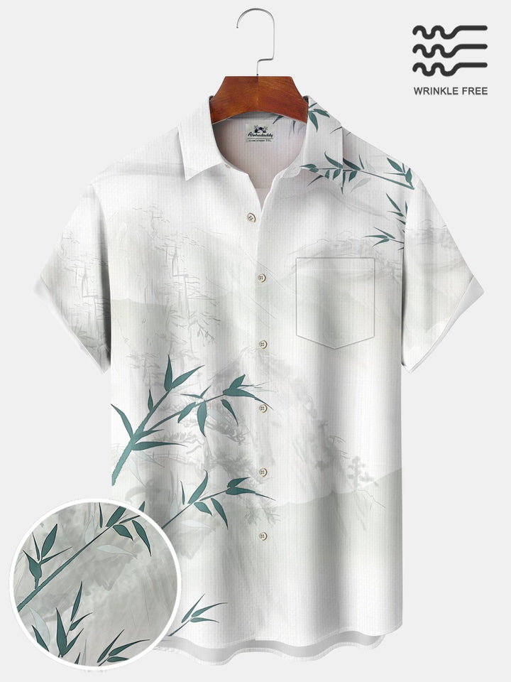 Alohadaddy Casual Everyday Bamboo Asymmetric Print Art Stretch Oversized Button Cardigan Polyester Short Sleeve Shirt
